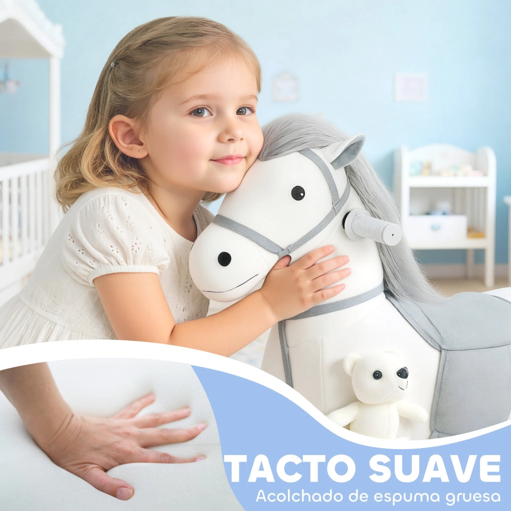 Cavallo a Dondolo Elettrico con Musica e Batteria 6V ¨C Zephmum ¨C Bianco