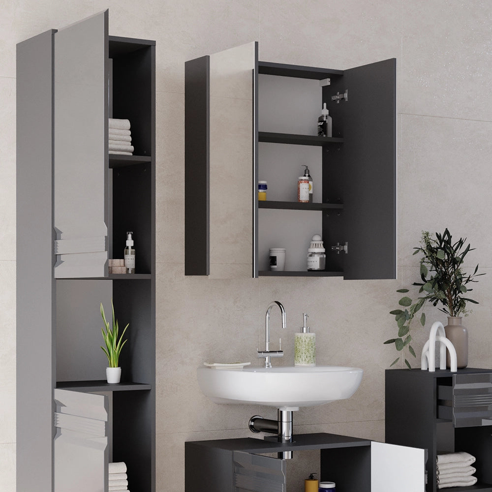 Vicco Set mobili bagno Antracite lucido 4 parti