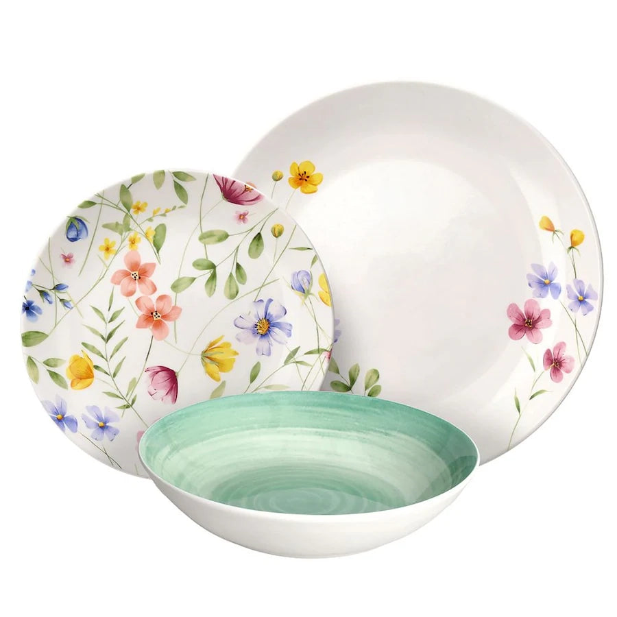 Servizio piatti 18 pezzi Petals Multicolor