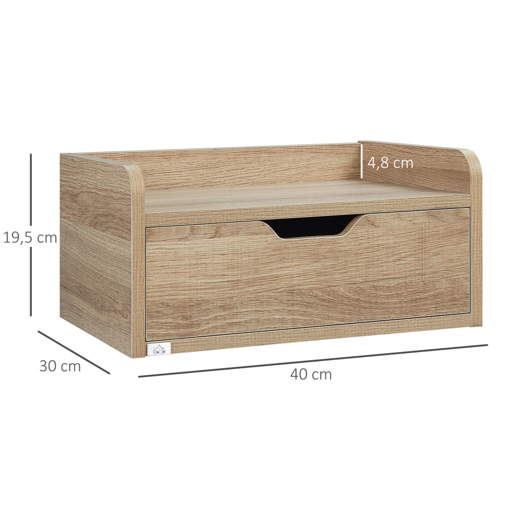 Comodino da parete con cassetto ¨C Xylo ¨C legno naturale 40x30x19,5 cm