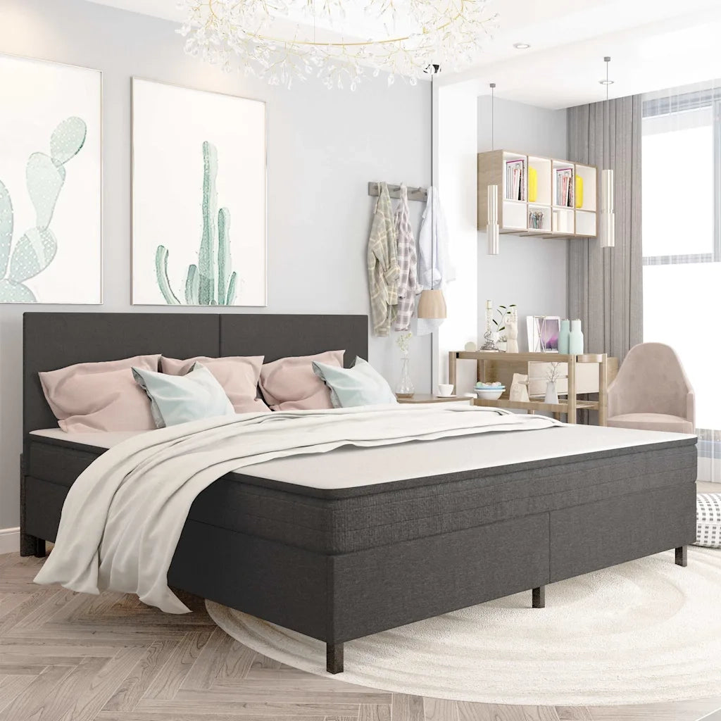 Letto a Molle Grigio in Tessuto 200x200 cm cod mxl 58783