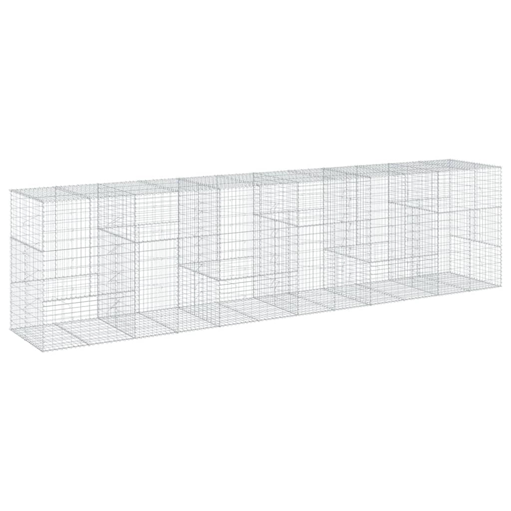 Gabbione recinto a gabbia muro di contenimento con coperchio 600 x 100 x 150 cm ferro zincato argento 02_0040180