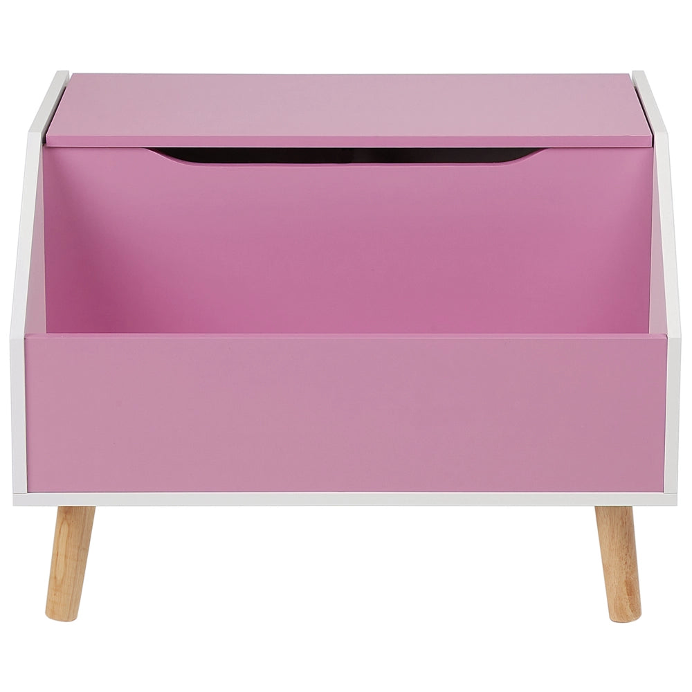 Mobiletto per bambini in MDF con gambe in legno di gomma con ripiano rosa cameretta moderna