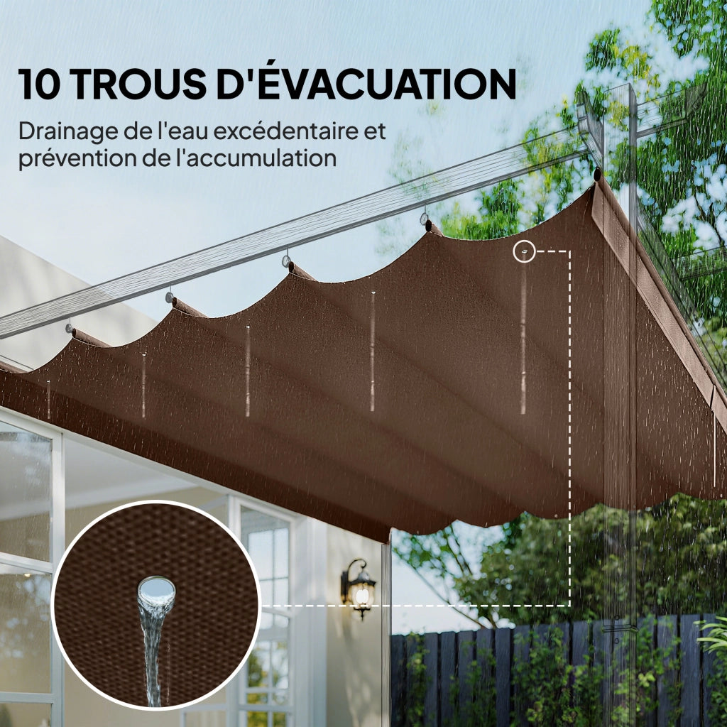 Tenda per Pergola Retrattile 4x3m ¨C zephmum ¨C 350x260cm Colore Caff¨¨