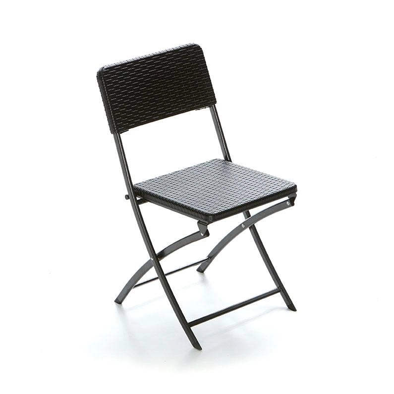 Sedia da Giardino Pieghevole in Ferro Polietilene Rattan Taddei Plastik Rattan + Nera