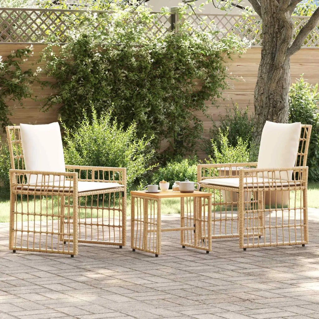Set di Mobili da Esterno 3 pz | Set Salotto da Giardino Naturale e Bianco Crema
