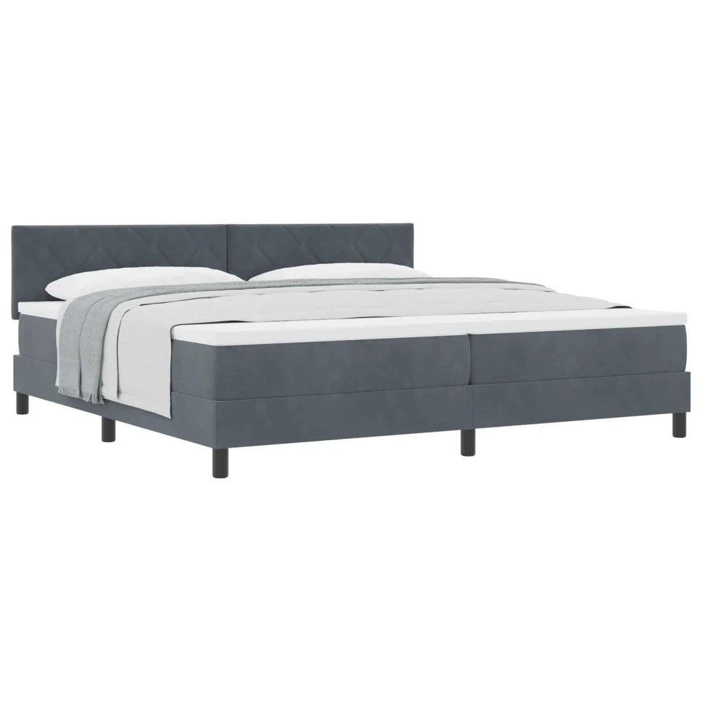 Letto a molle con testiera Grigio scuro 200 x 200 cm Velluto 3339261