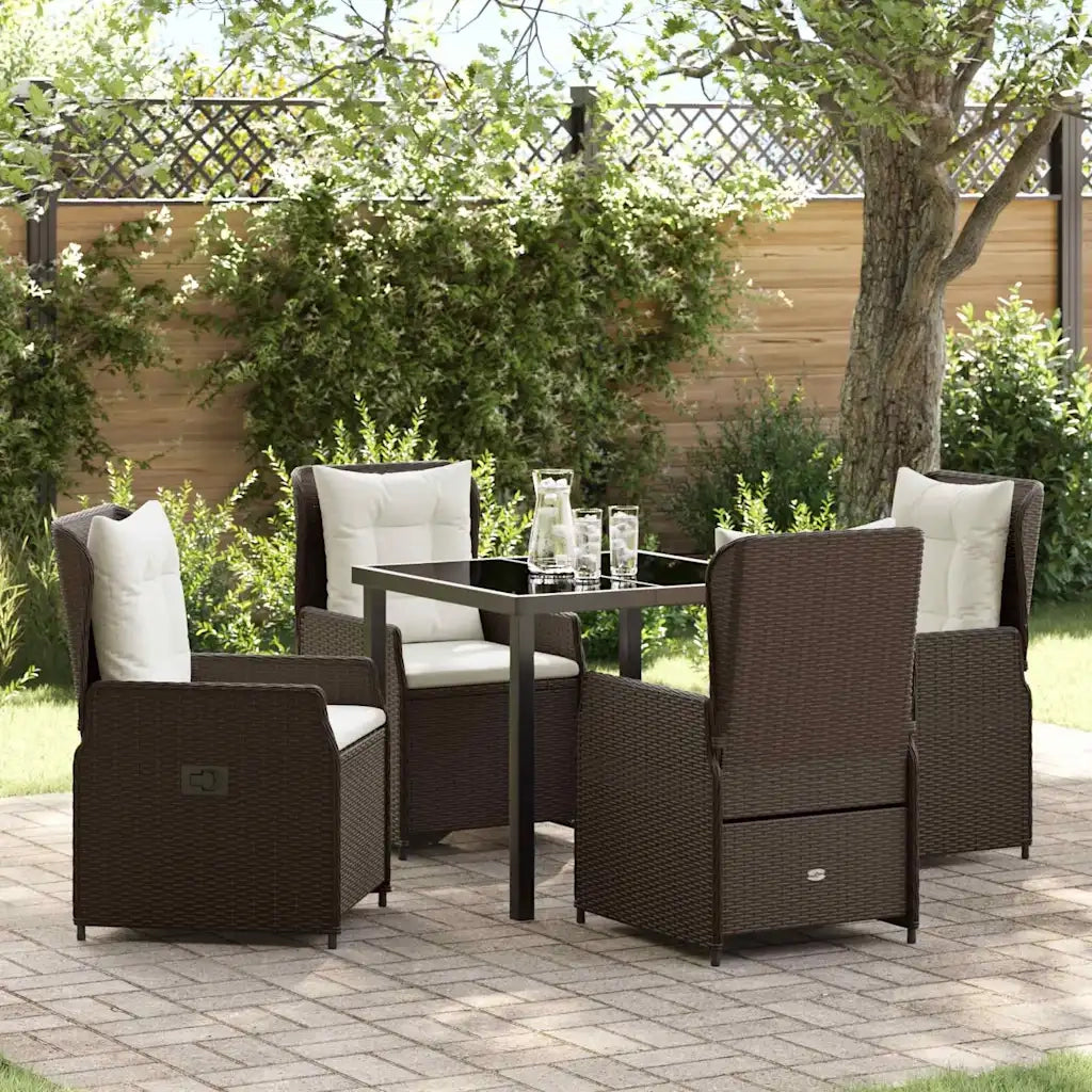 Set da Pranzo per Giardino 5 pcs Marrone polyrattan 3380947