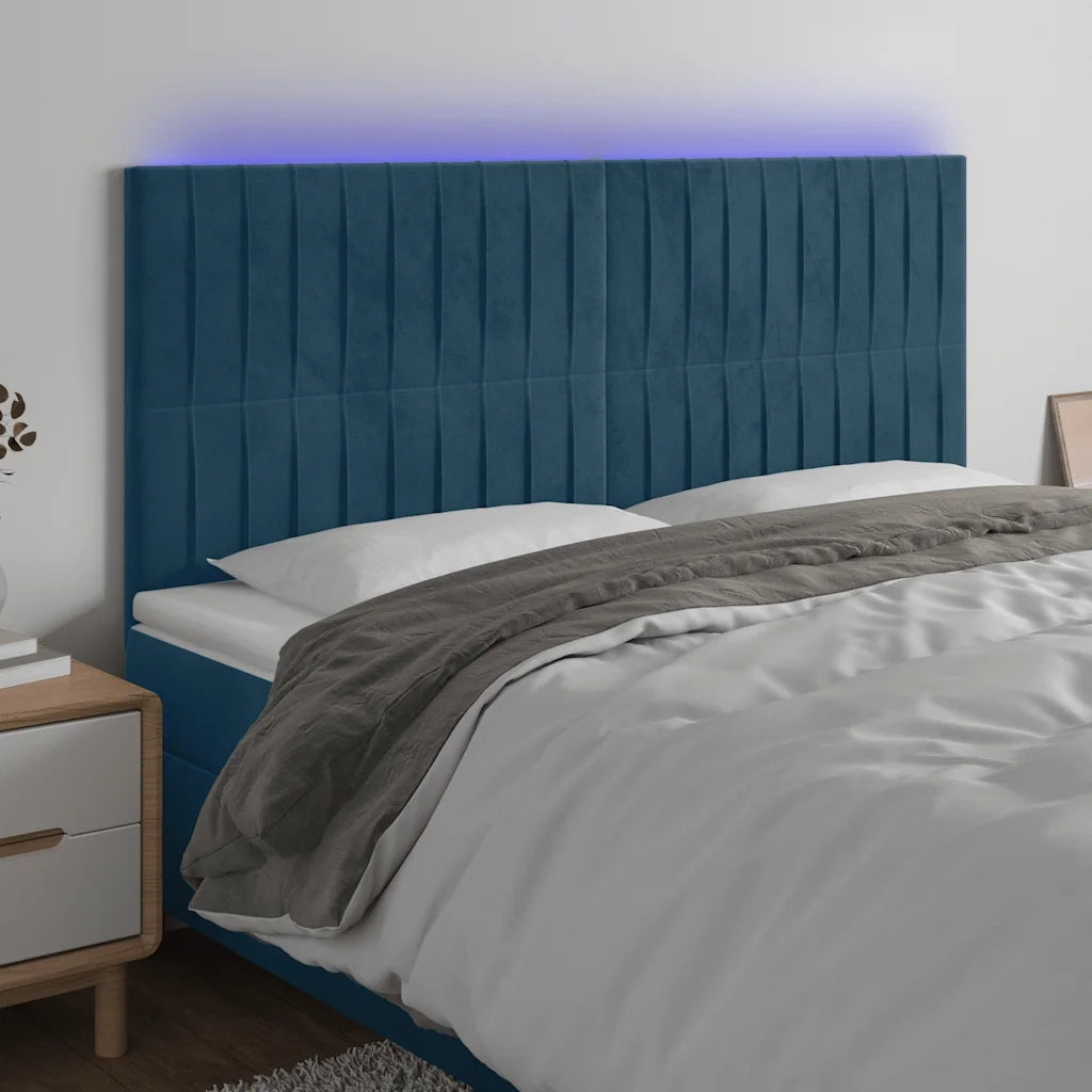 Testiera a LED-Testata con LED Blu Scuro 180x5x118/128 cm in Velluto 804378