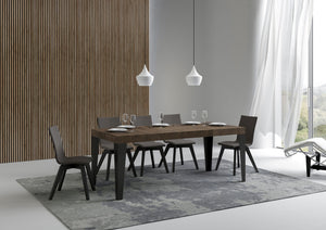 Tavolo Allungabile 120/380x90 cm Flame Premium Noce Gambe Antracite