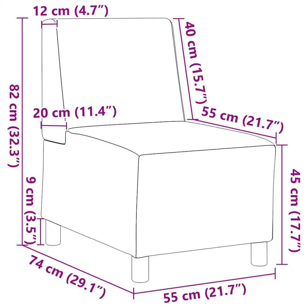 vidaXL Divano componibile senza braccioli grigio chiaro 55 cm in velluto