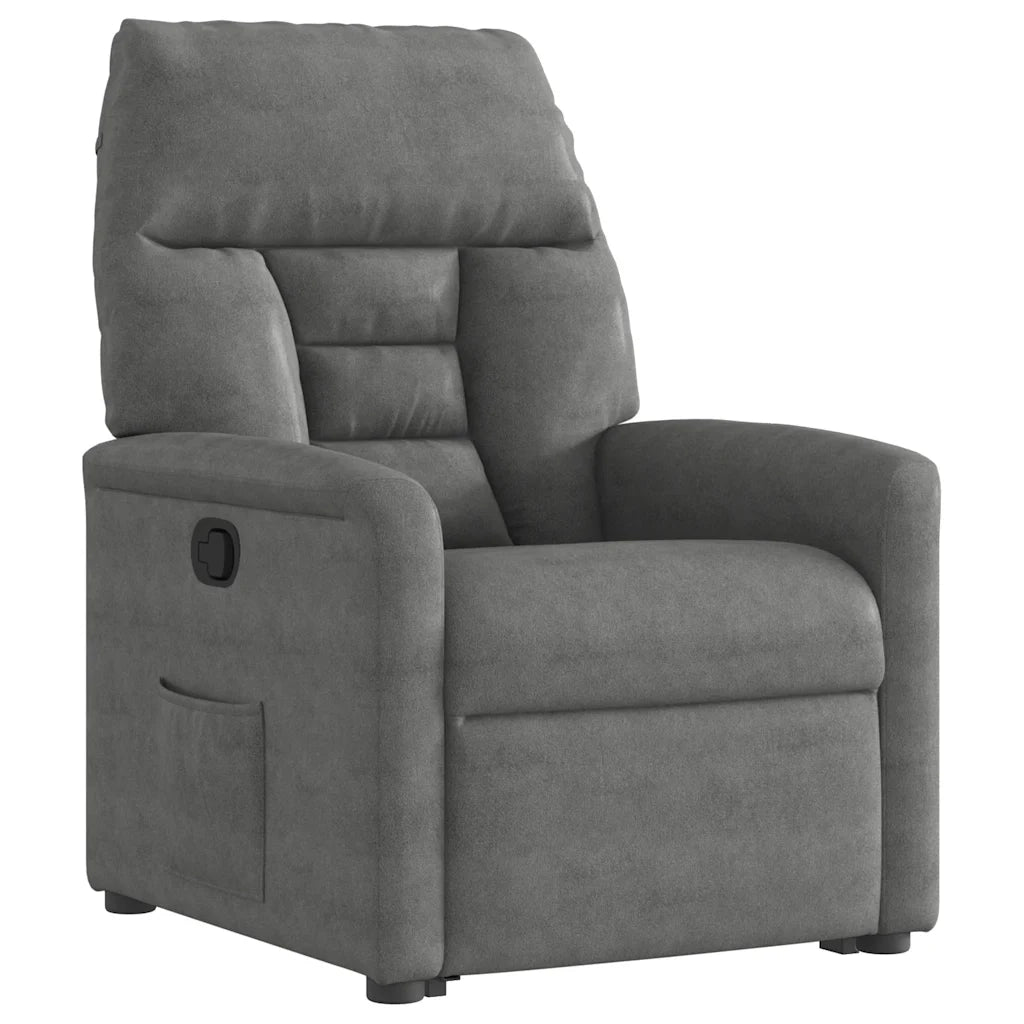 Poltrona Alzapersona Reclinabile Grigio Scuro Microfibra 3303089