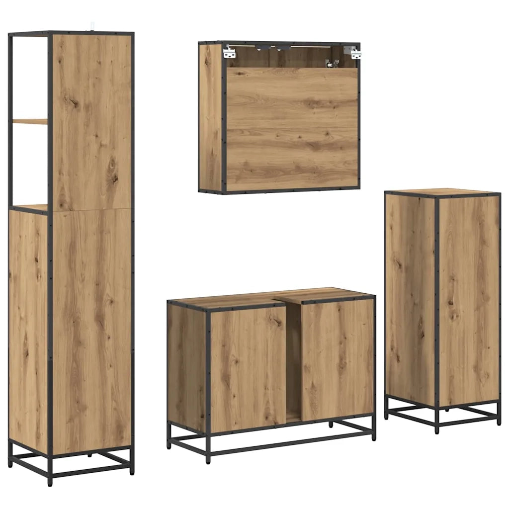 Set di mobili per il bagno con porta 4 pcs rovere artigianale