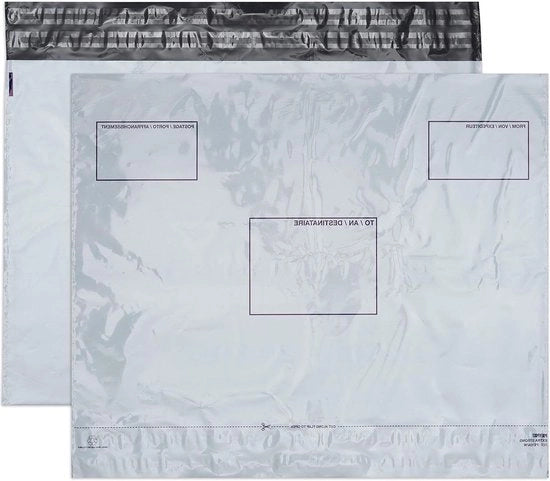 Lot di 100 Enveloppe di spedizione con adesivo self-service bianco in polietilene - Formato C2 440 x 620 mm