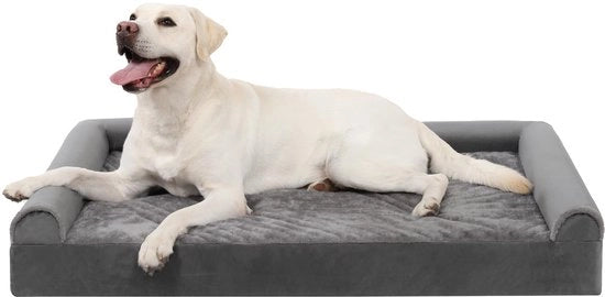 Casa per Cani per Cani Grandi, 121x76x18cm, Cuscino per Cani Removibile e Lavabile, Culla per Cani XXL con Tre Pareti Elevate, Culla per Cani con Superficie Antiscivolo, Colore Grigio