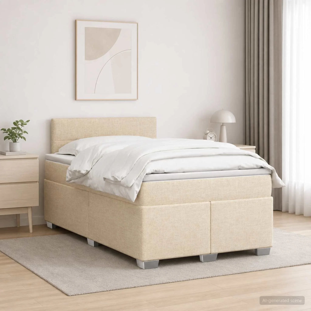 Letto box spring con materasso Crema 120 x 200 cm Tessuto 3450458