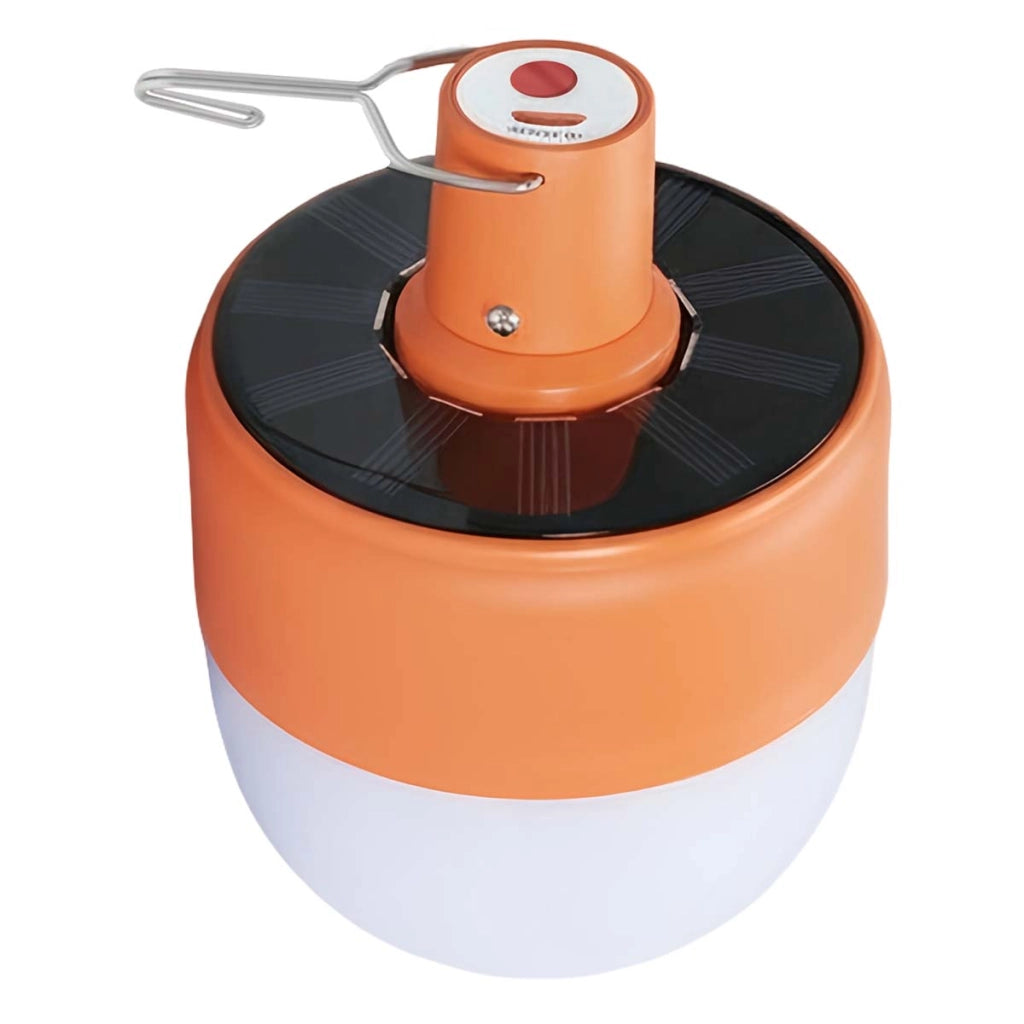 Lampadina Solare Ricaricabile 10W con Gancio e 5 Modalità LED 1200 mAh Arancione Avizar