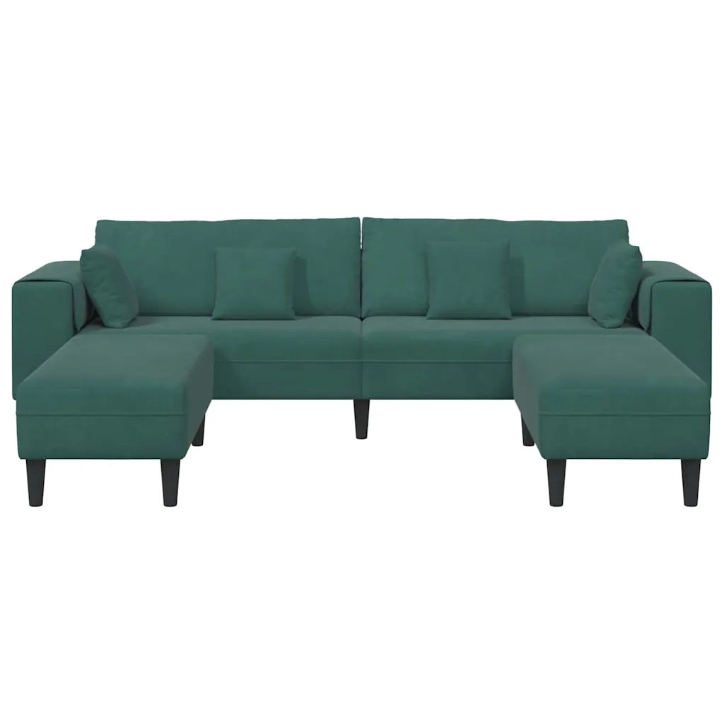 vidaXL Divano in Velluto con cuscino 3 pcs Verde Scuro 208 cm Velluto