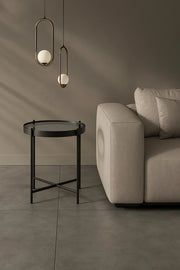 Marissa - Tavolino (38 x 38 x 43h) in vetro temperato Nero