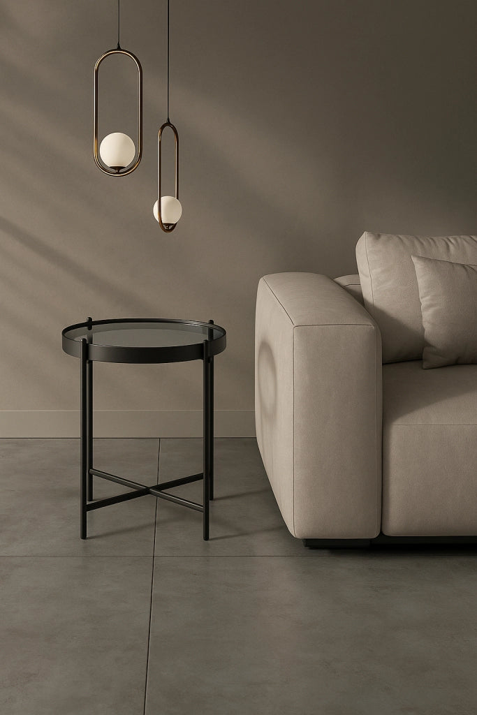 Marissa - Tavolino (38 x 38 x 43h) in vetro temperato Nero