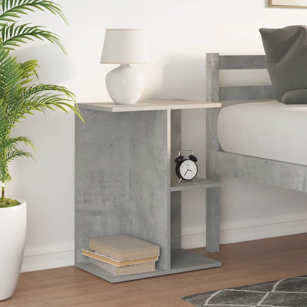 Comodino-Tavolino da notte Grigio Cemento 46,5x29x61 cm in Legno Multistrato