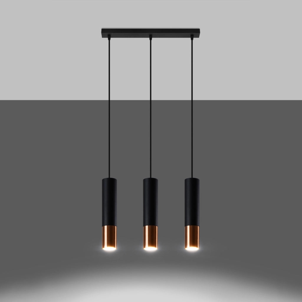 Lampadario SPIREXEZ GIRALO Pure Lume 3 luci GU10 nero/rame