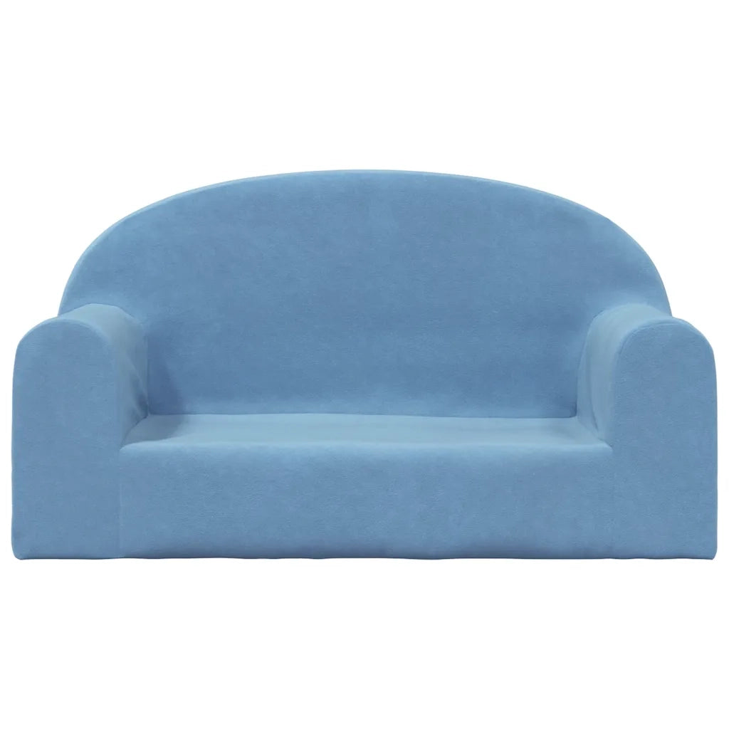 vidaXL Divano per Bambini a 2 Posti Blu in Morbido Peluche
