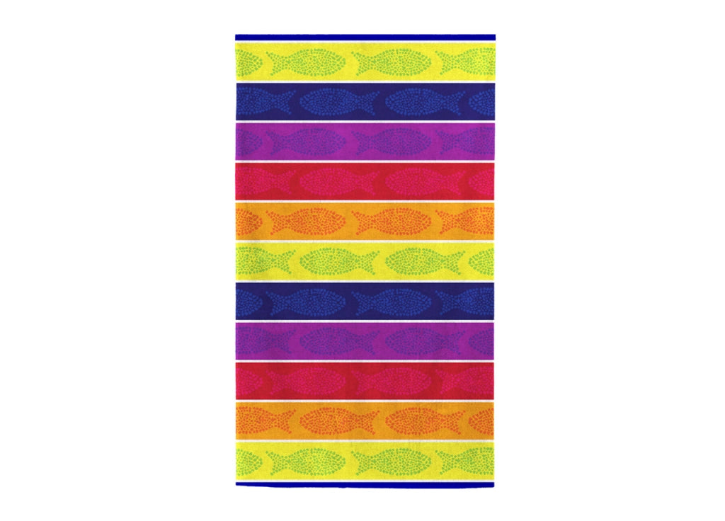 Telo Mare Jacquard Spugna Asciugamano Spiaggia Disegno Fish Pois - Telo Mare - Multicolore