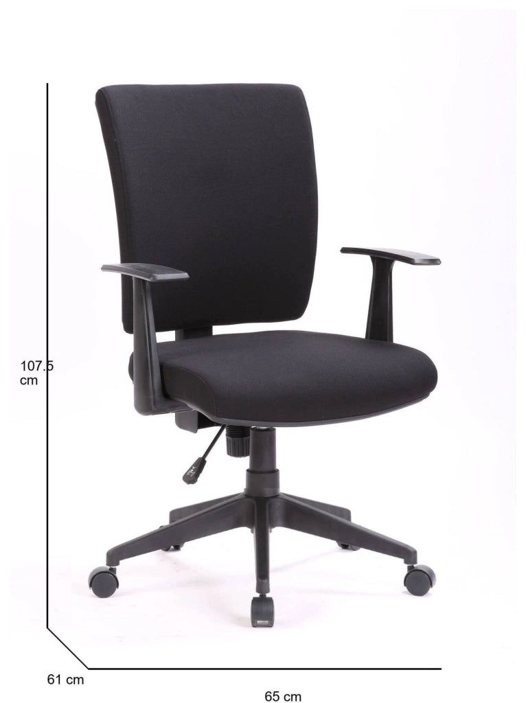 Sedia da ufficio Eulalia, Poltrona direzionale con braccioli, Seduta ergonomica da ufficio, 61x65h98/108 cm, Nero