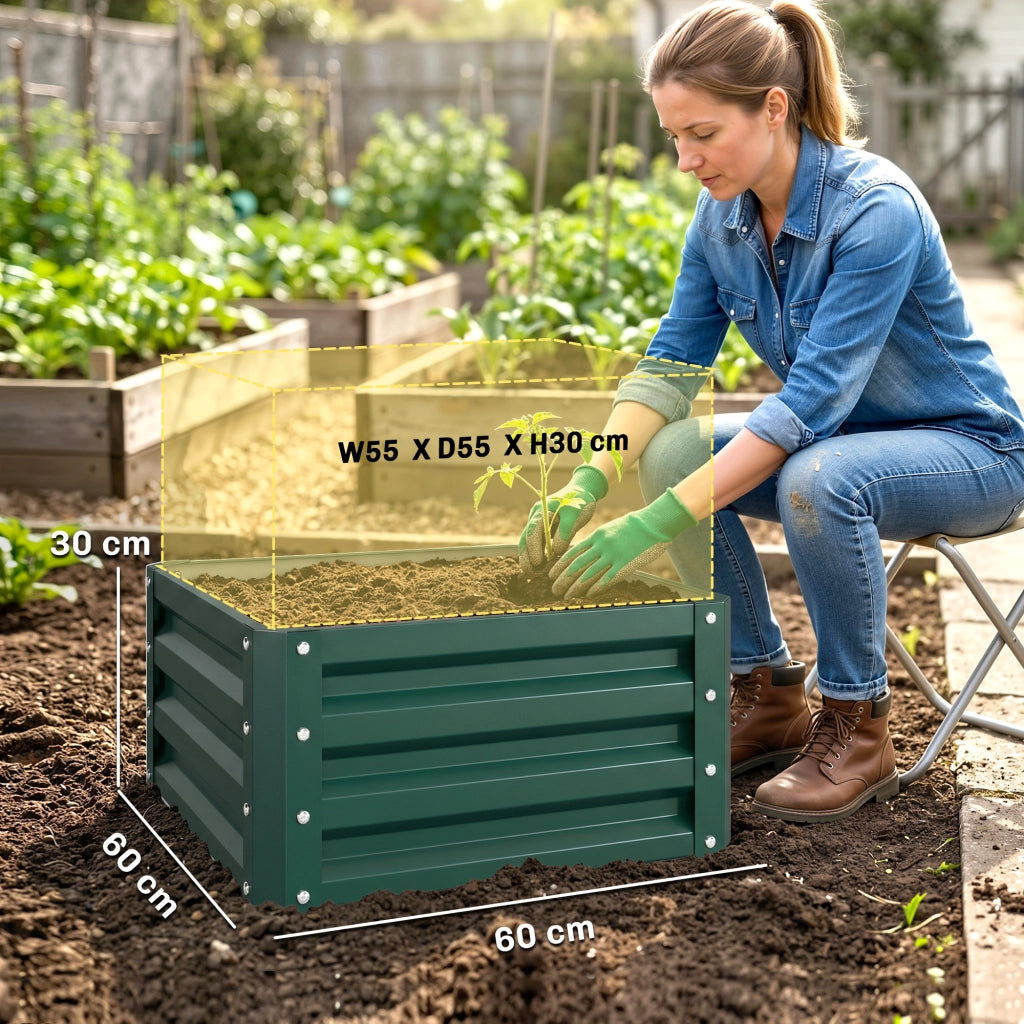 Fioriera Rialzata Giardino ¨C Zephmum ¨C Verde 60x60x30.5 cm