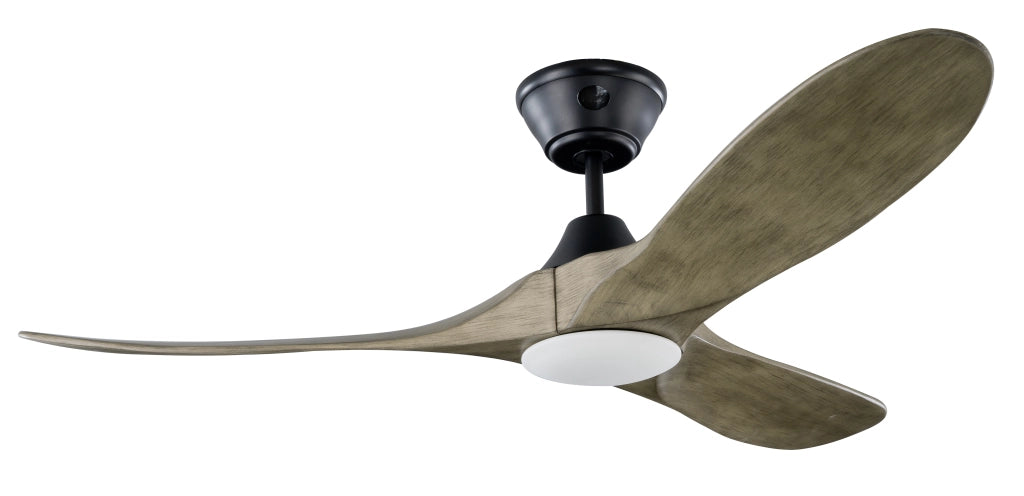 Ventilatore da soffitto a risparmio energetico KOA con LED nero matte 132 cm con pale di legno naturale