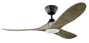 Ventilatore da soffitto a risparmio energetico KOA con LED nero matte 132 cm con pale di legno naturale