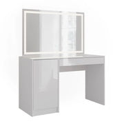 Vicco Tavolo da toeletta Bianco/bianco lucido 119.8 cm con specchio LED
