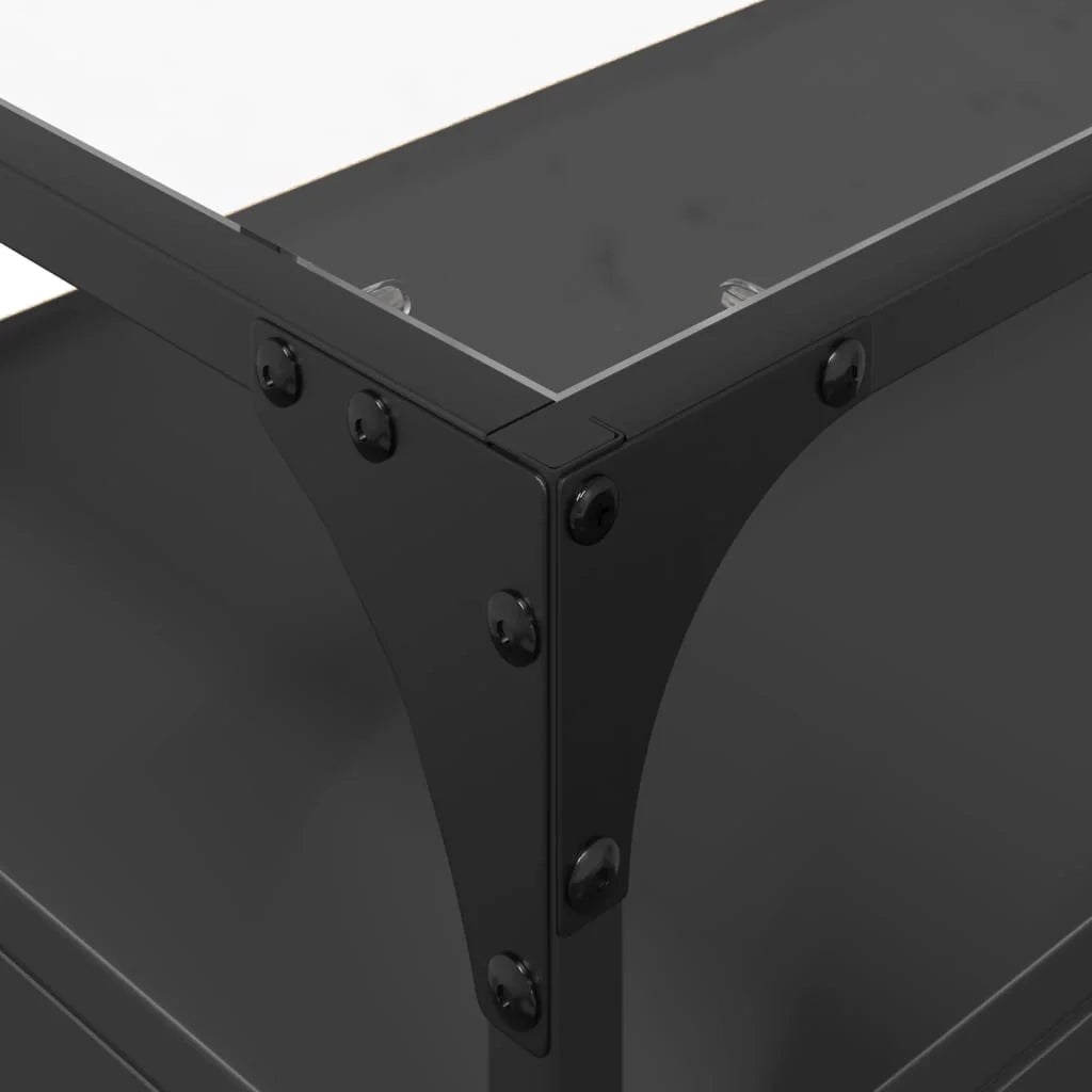 Mobile TV multimediale scaffale per TV mobile TV sala da pranzo soggiorno camera da letto con piano in vetro 80 x 35 x 51 cm legno ingegnerizzato nero 02_0027614