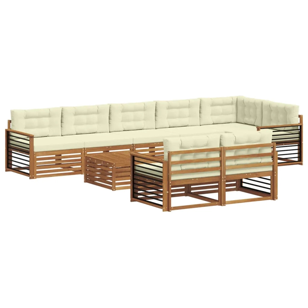 Set di divani da esterno con cuscino 9 pcs Naturale e Crema 3373710