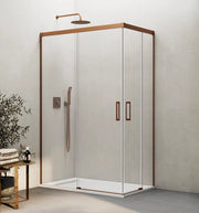 Box doccia angolare BASIC apertura al vertice 85x80 cm (80-85/75-80) rame vetro trasparente
