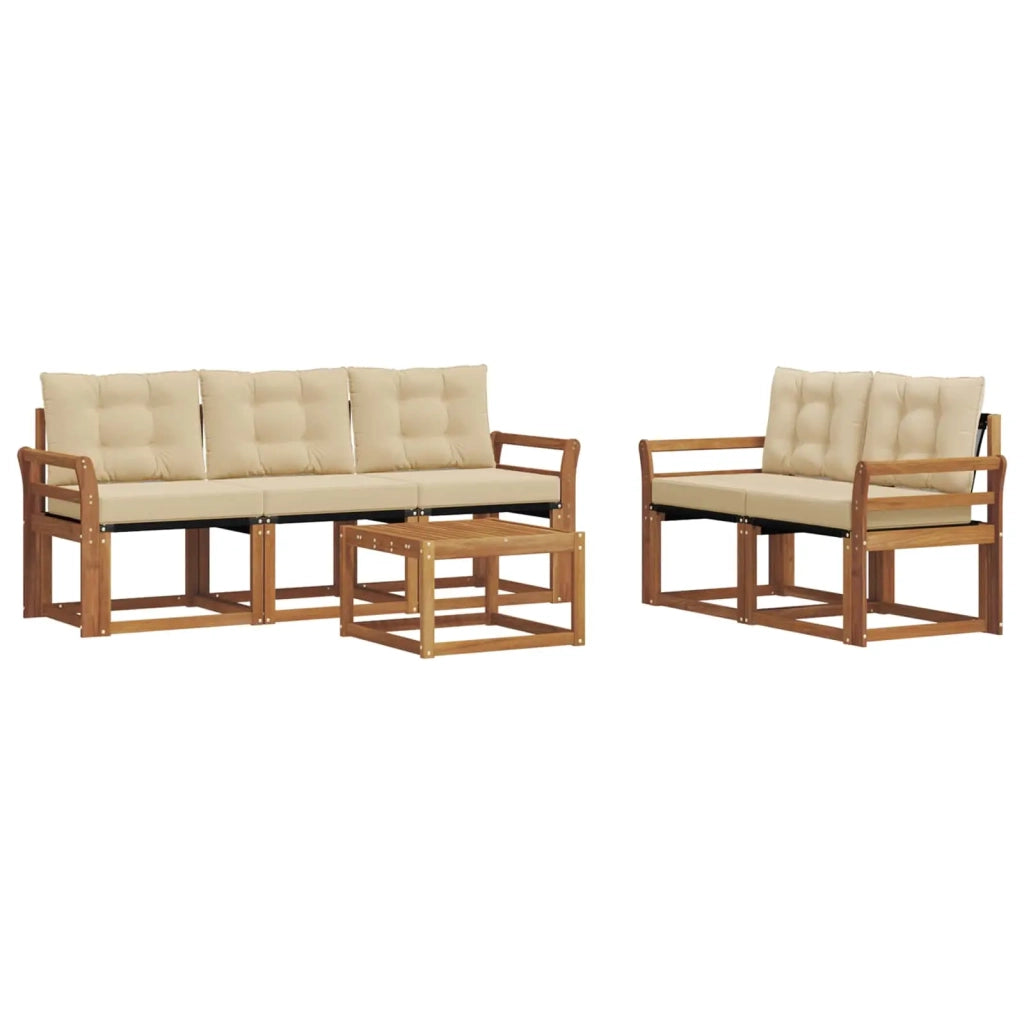 Set di divani da esterno con cuscino 6 pcs Naturale e Beige 3368404