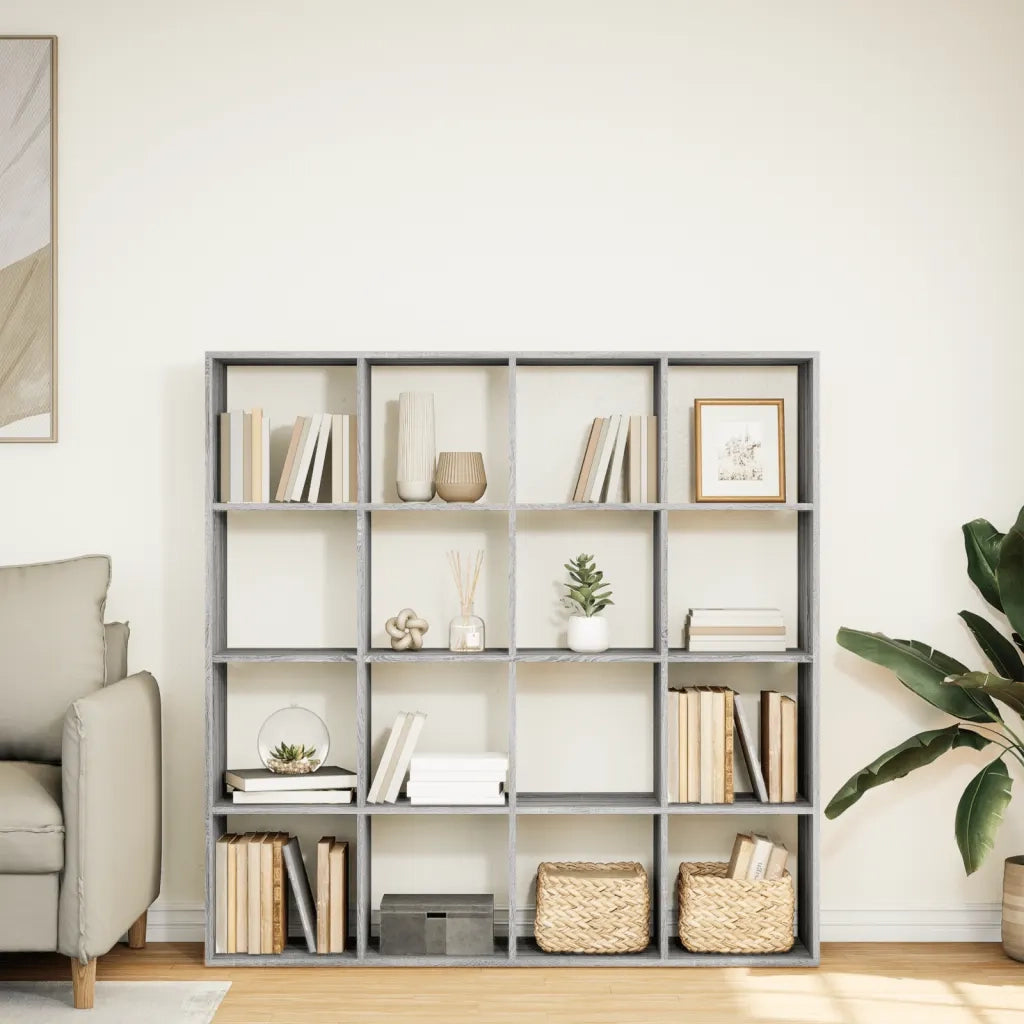 Libreria-Scaffale per Libri-Mobile di Stoccaggio Grigio Sonoma 137,5x29x137,5 cm in Legno Multistrato