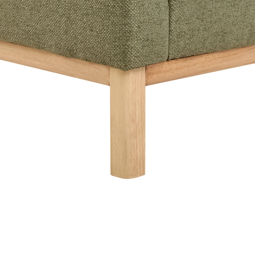 Divano a 3 posti in tessuto verde con gambe in legno stile elegante soggiorno