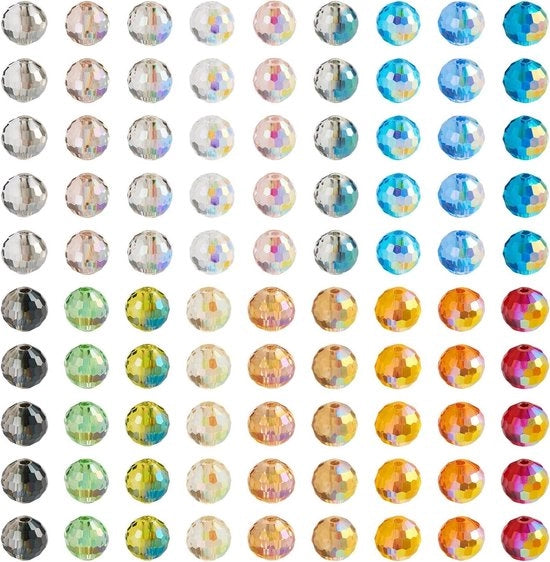 180 pezzi di perle di vetro sfaccettato rotonde 8 mm AB-argentato vetro perle libere per DIY artigianato creare collane e gioielli