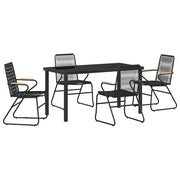 Set da Pranzo per Giardino 5 pz | Set Salotto da Giardino Nero