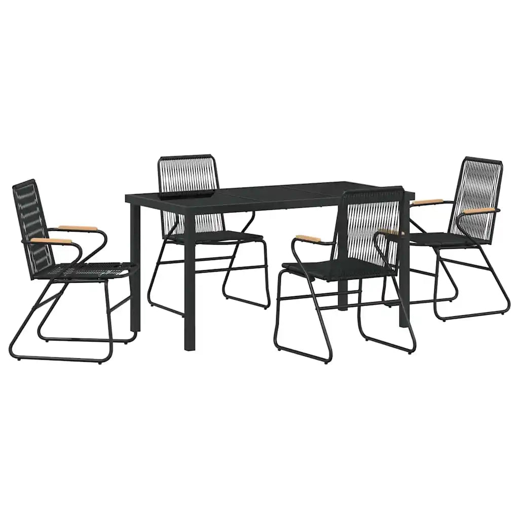 Set da Pranzo per Giardino 5 pz | Set Salotto da Giardino Nero