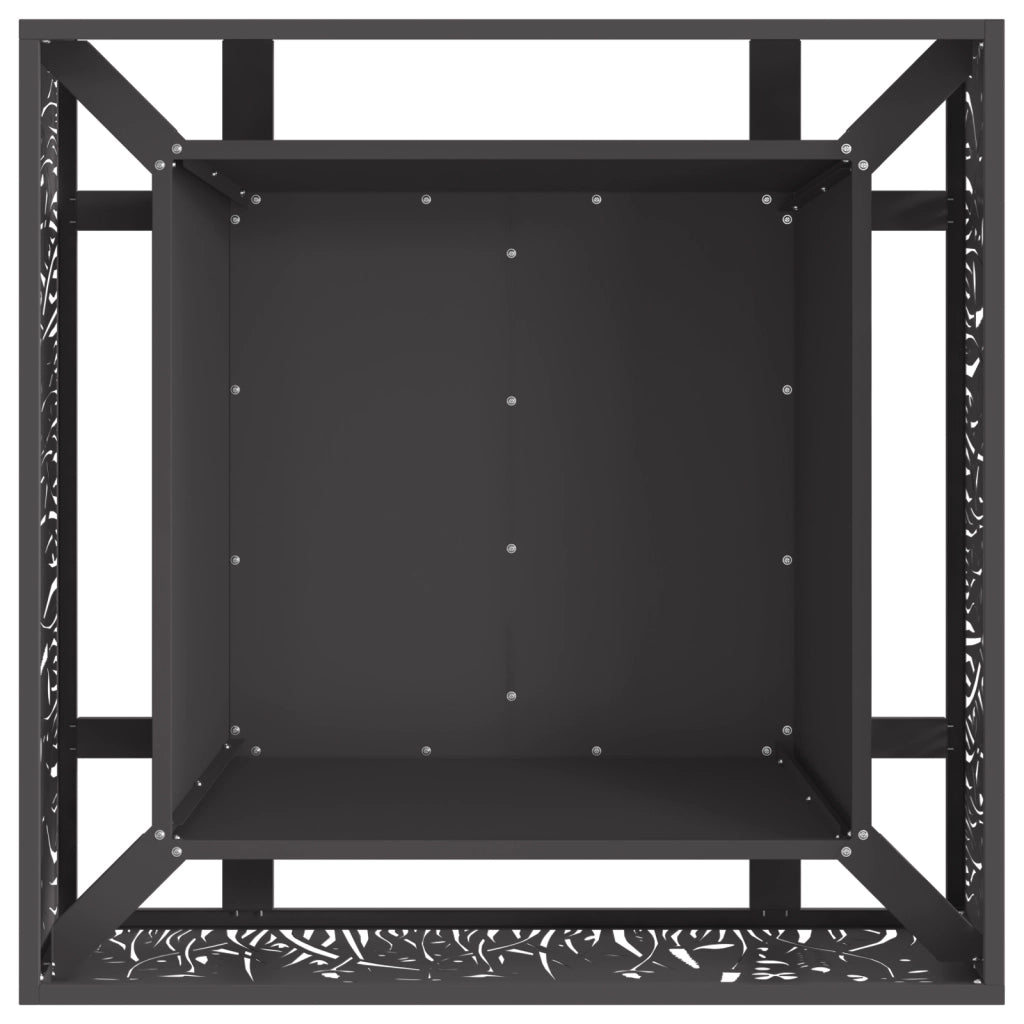Caminetto Quadrato Nero 80x80x30 cm in Acciaio