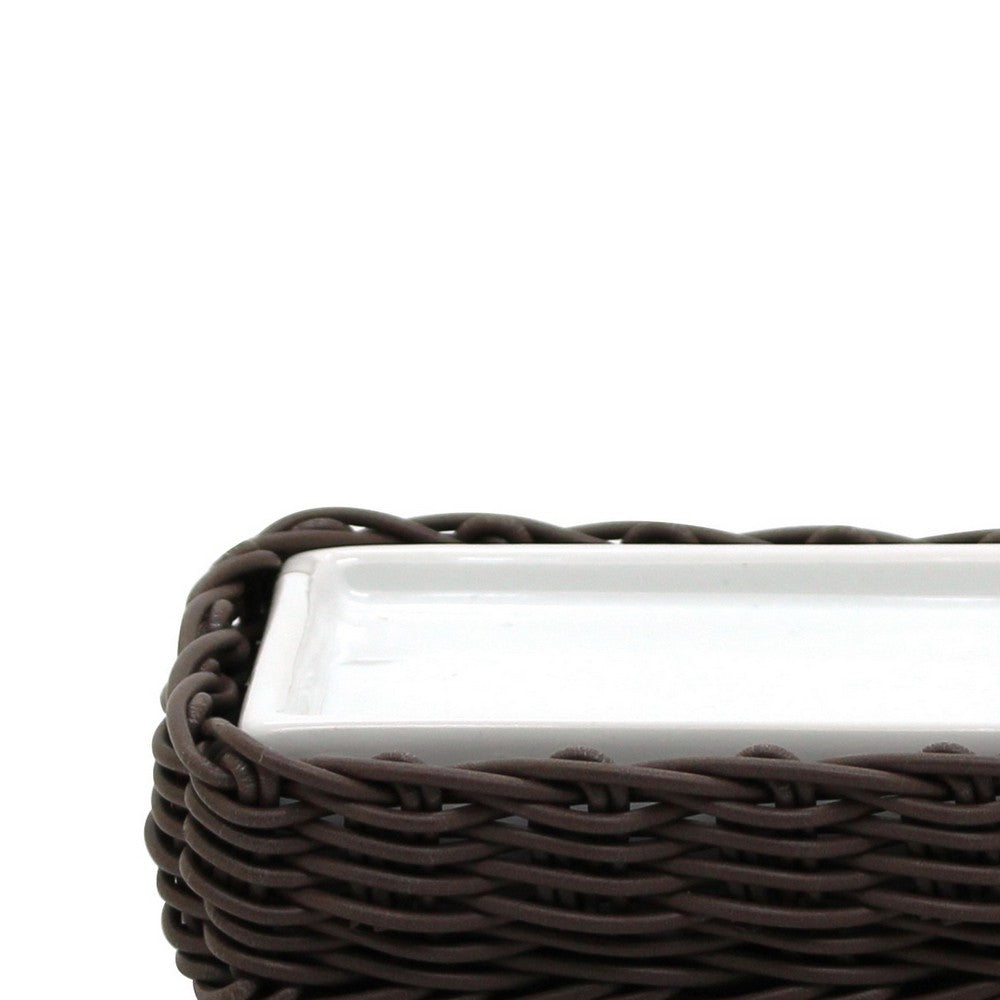 Portasapone in ceramica bianco - serie Fibra