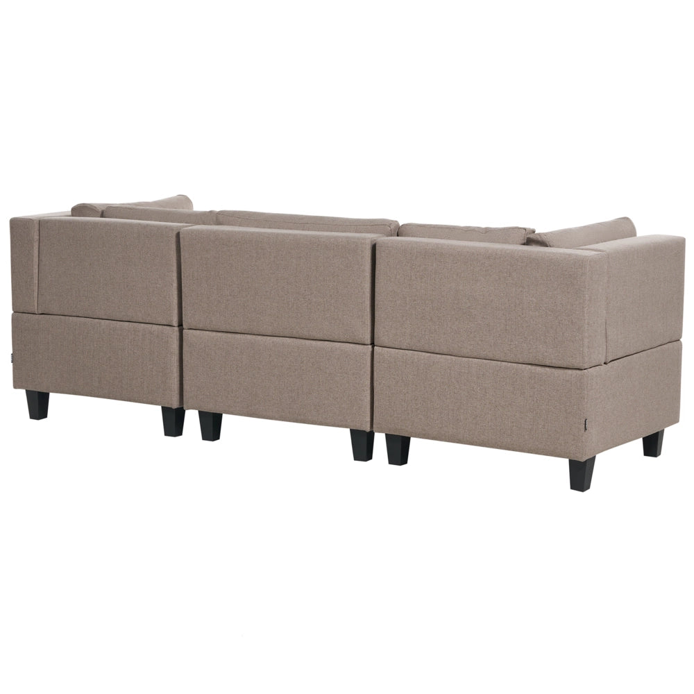 Divano moderno modulare a 3 posti con ottomana imbottito in tessuto poliestere con schienale imbottito Marrone stile moderno