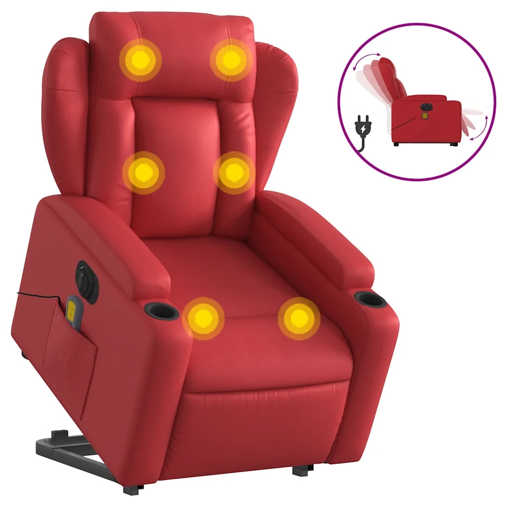 Poltrona Alzapersona Reclinabile Elettrica Rossa in Similpellecod mxl 85113