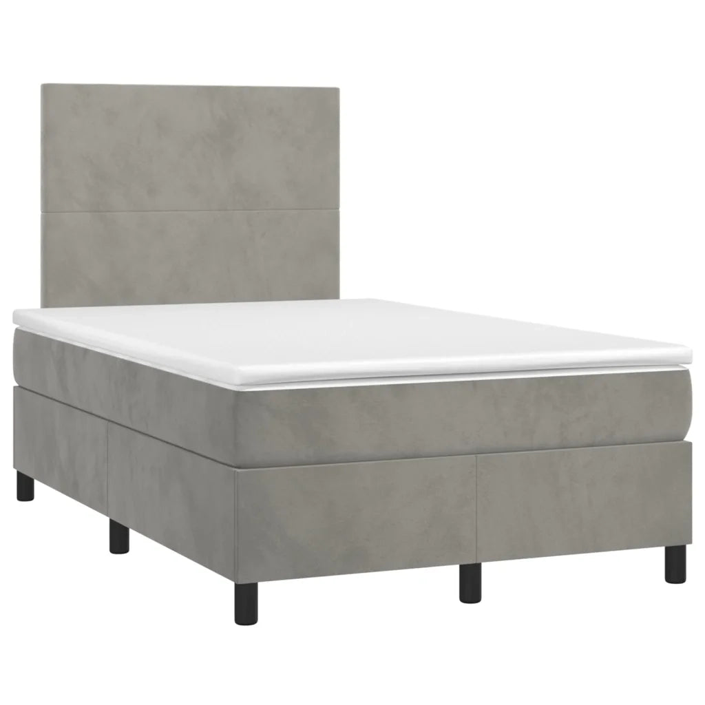 Giroletto a Molle con Materasso Grigio Chiaro 120x200cm Vellutocod mxl 128058