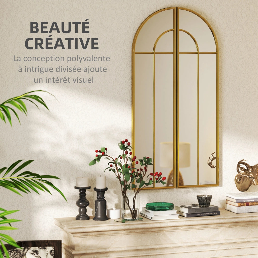 Specchio da Parete con Cornice in Metallo ¨C zephmum ¨C Dorato 30x120 cm