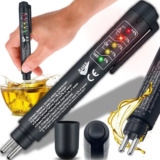 Testatore di fluido di freno 5 display a LED - Tester per fluidi di freno - DOT3/DOT4/DOT5 - Nero - Duraturo - Qualità e affidabilità