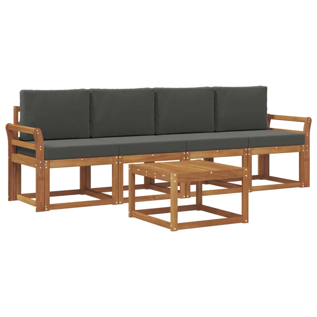Set di divani da esterno con cuscino 5 pcs Naturale e Antracite
